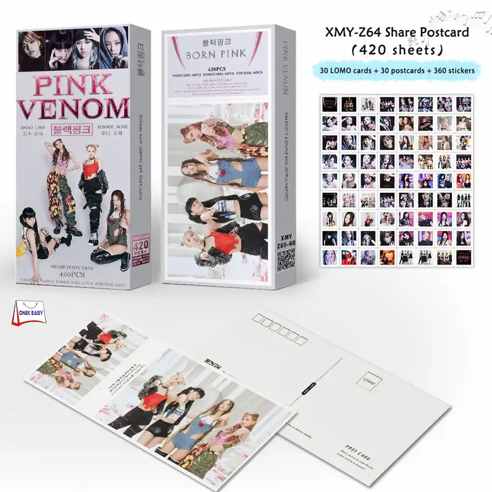 DraggmePartty 55 Pcs BLACK-PINK BORN PINK Album Lomo Card Kpop Photocards  Postcards PINK VENOM Series 