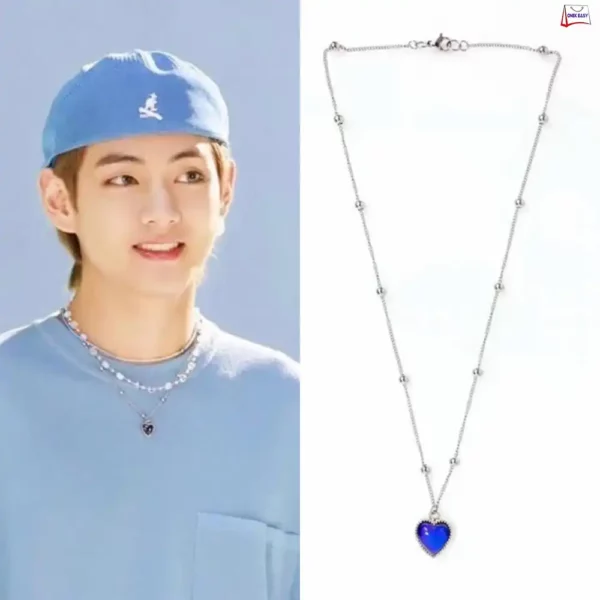 BTS V Heart Shaped Necklace Color Change Emotion Feeling Temperature Thermochromic