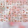 Super 100Pcs Stickers Anime Figure Pattern Decorative PET Cartoon Character Decals for Scrapbook Red