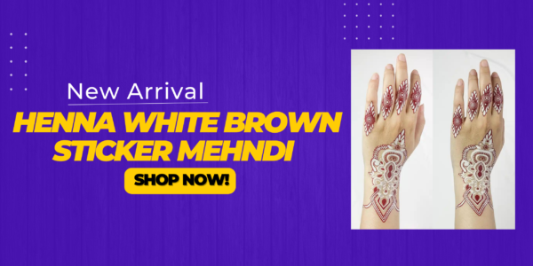 Henna Tattoo Sticker White Brown Color Mehndi Design Banner