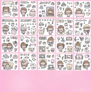 Cute Kawaii Stickers 20 Sheets Pink V2