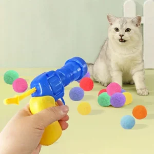 Funny Kitten Cat Interactive Gun Plush Pompom 30PCS Balls Toy Shooting