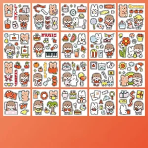 Stickers Anime Figure Pattern Orange