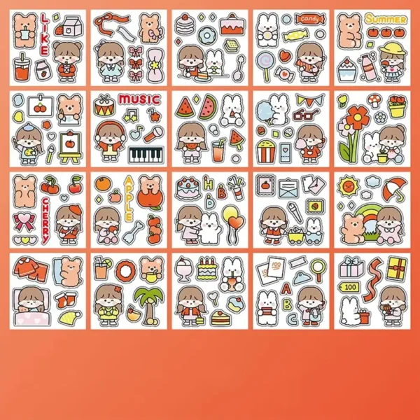 Stickers Anime Figure Pattern Orange