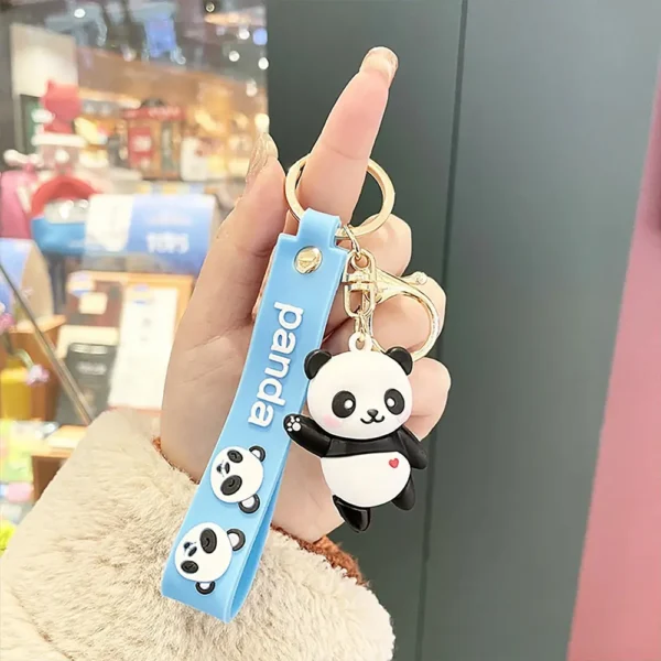 Cartoon Waving Bear Keychain Soft Lovely Panda Accessories Couple PVC Student Bag Pendent Ke