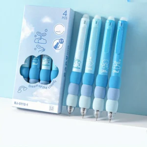 4PCS Set Coffee bear Press Erasable Pen Black ink 0.5mm Erasable Gel Pen Washable Hand
