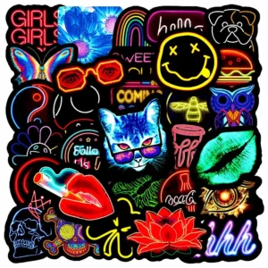 Graffiti Waterproof Stickers 50PCS Neon Lights V2