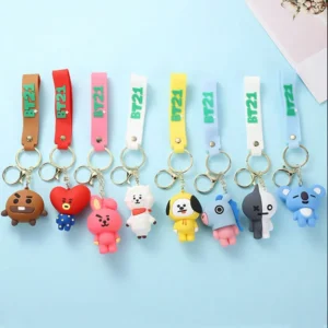 Cute BT21 Cartoon Fashion Keychains Bag Charm Strap TinyTAN Accessories Pendant Jewelry Birthday Gift