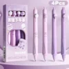4 Pcs Kawaii Cute Purple Quick Pens Set Black