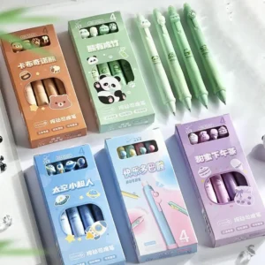4 Pcs Cartoon Capybara Panda Quick-drying Erasable Neutral Aesthetic Pen Writing Tools