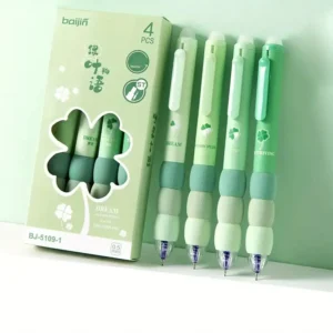4PCS Set Green Press Erasable Black Ink Gel Pen
