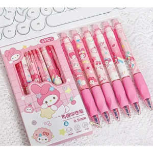 6Pcs Set Erasable My Melody Gel Pen Black