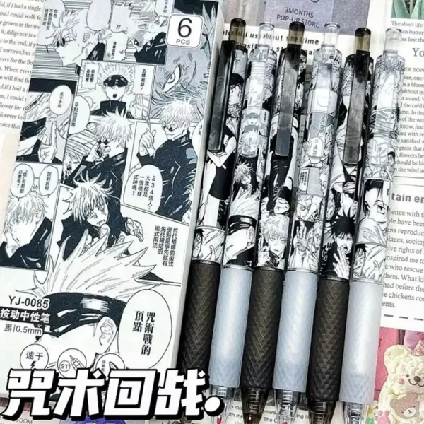 6pcs Gojo Satoru Gel Pen Set Yuta Nanami Pen Cartoon Printing Writing Pen Students Stationery Office Supplies P1