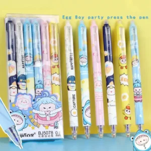 6PCS Pens Set Cute Egg Party Kawaii Black Ink