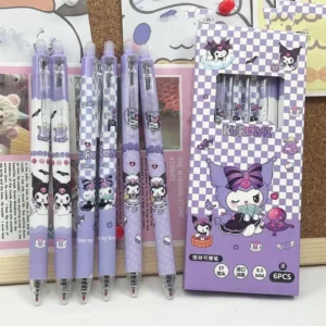 6PCS Pens Set Cute Kuromi V2 Kawaii Black Ink