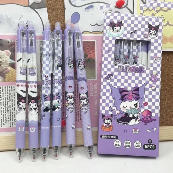 6PCS Pens Set Cute Kuromi V2 Kawaii Black Ink