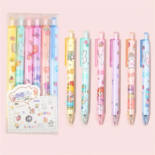 6PCS Pens Set Cute Little Cute One Kawaii Black Ink