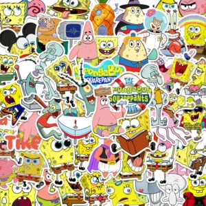 50PCS Cartoon SpongeBob SquarePants Stickers Mobile Phone Case Computer Notebook Suitcase Guitar Decoration Stickers