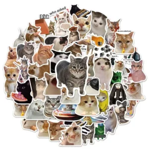 50PCS Creative Network Popular Cat Meme Collection Hand Account DIY Graffiti Stickers Water Cup Skateboard Stickers Toys