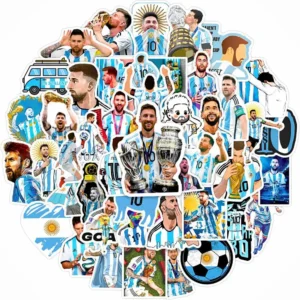 50Pcs Lionel Messi Pattern Stickers Argentina World Cup Aesthetic Copa America Luggage Laptop Guitar Decals Collection Gift Waterproof Trendy Wall Decoration