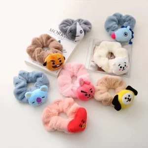 BT21 Cute Hairband Scrunchies Women Girls Rubber Ties Ponytail Holder Hair Accessories