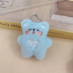 Kawaii Plush Cartoon Bear Keychain Blue