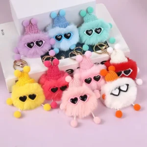 Fashion Cute Fluffy Pom Pom Key Ring With Tassel Rabbit Student Velvet Plush Keychain For Girls Bag Decoration Ornamrnts Gift