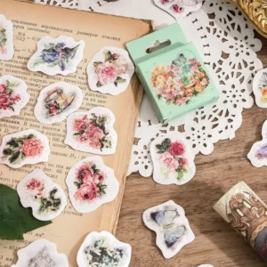 46PCS Beautiful Garden Party Stickers Album Diary, Flower Journal Decorative Crafts Scrapbooking DIY Boxed Sticker