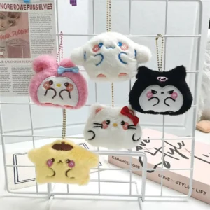 Kawaii Plush Sanrio Keychain Adorable Embroidered Pendant for School Bag, Keyrings & Backpack Decoration Gift for Friends