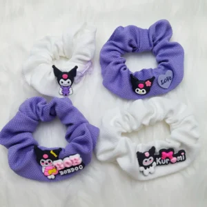 Sanrio Girls Hair Bands Cute Cartoon Kuromi Hair Rope Kawaii Elastic Headband Hair Accessories Ponytail Holder Holiday Gift