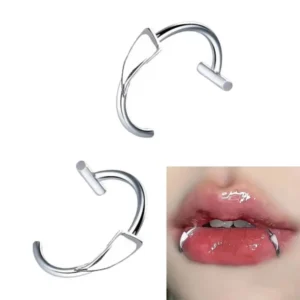 2PCS=1Pair Trendy Titanium Steel Punk Clip on Lip Piercing Rings Unisex Nose Ring Women Jewelry