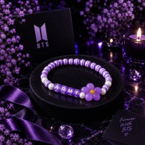 KPOP BTS A.R.M.Y Bracelet Purple Flower Woman Charm Fashion Jewelry