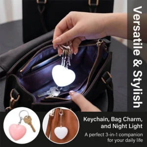 Heart-Shaped LED Keychain Night Light USB Rechargeable Touch Sensitive Bag Pendant Decoration Birthday Anniversary Gift